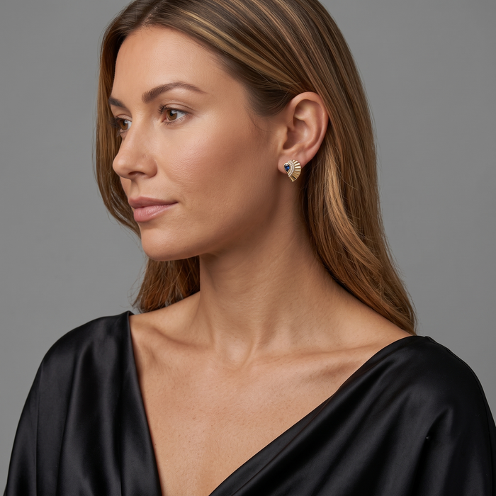 Spinal Diamond Stud Earrings in 14K Yellow Gold