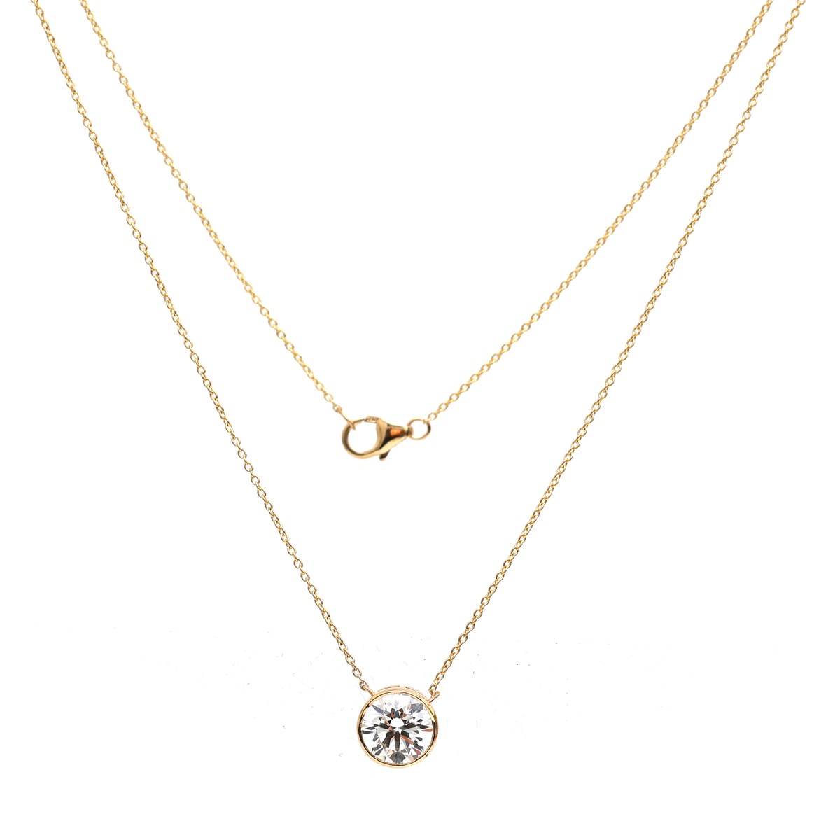 Lab Diamond 14K (18K Custom) Yellow Gold Solitaire Necklace
