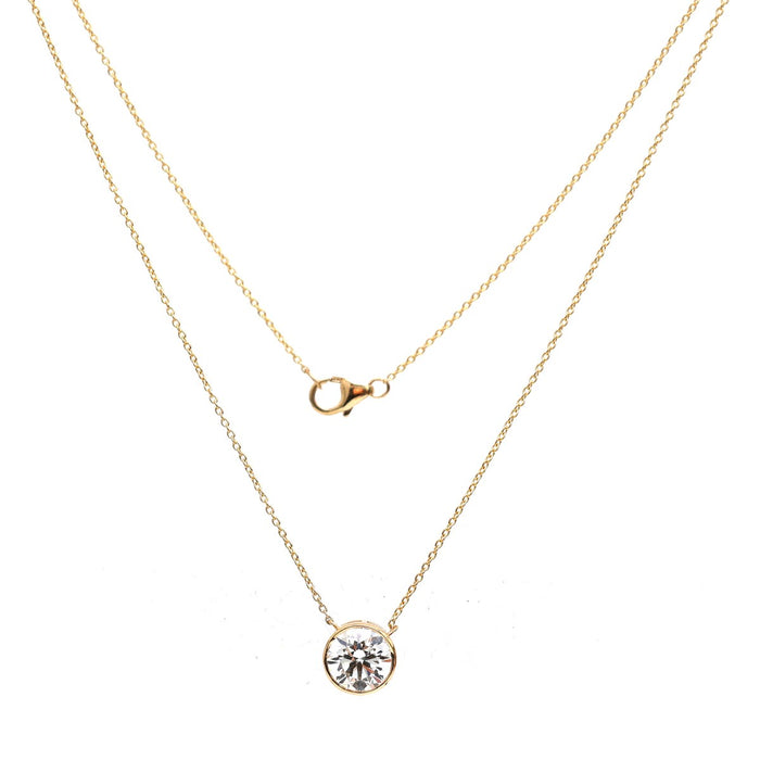 Lab Diamond 14K (18K Custom) Yellow Gold Solitaire Necklace