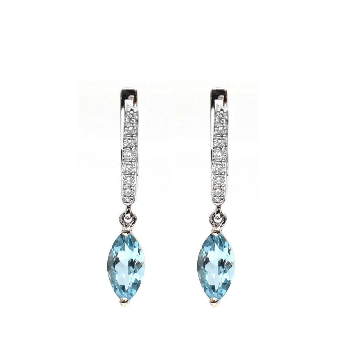 Aquamarine Diamond 18K Drop White Gold Earrings