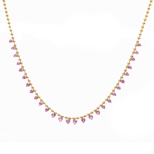 Elegant Pear Shape Pink Sapphire 14K (18k Custom)  Yellow Gold Drop Necklace