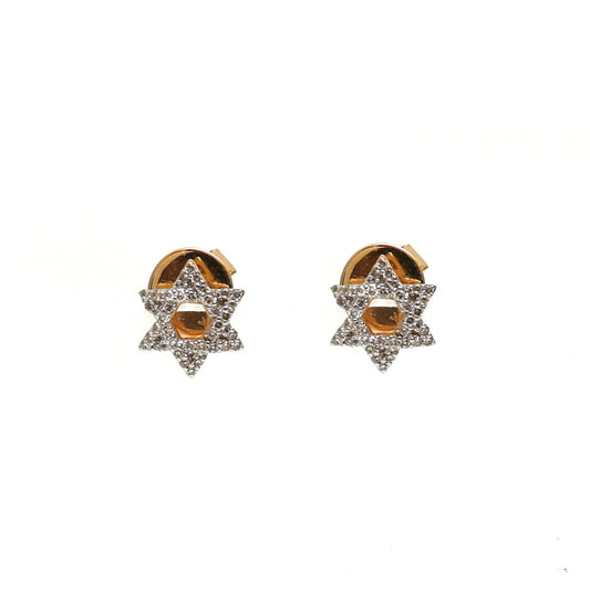 Star of David 18K Natural Diamond Yellow Stud Earrings