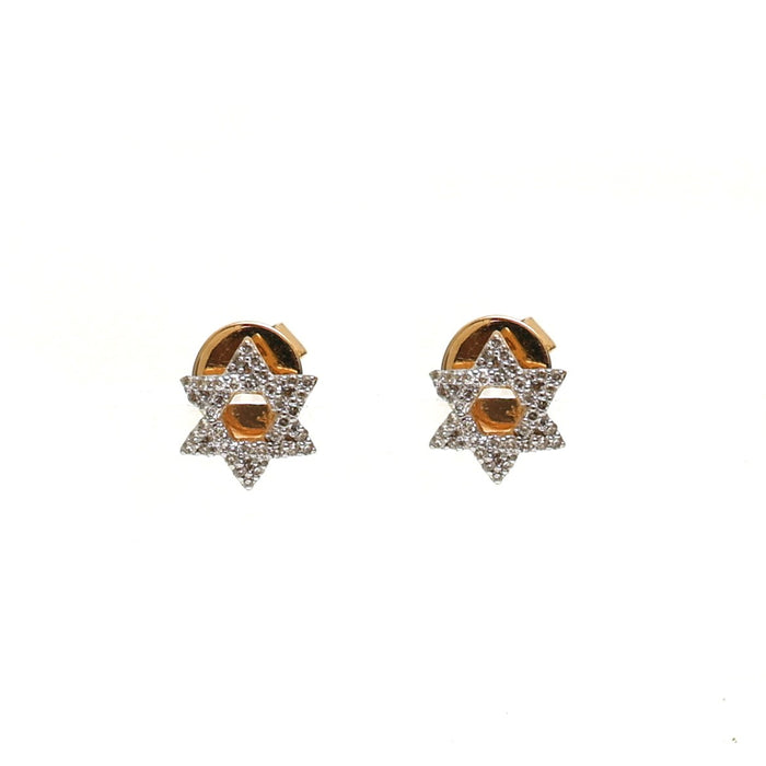 Star of David 18K Natural Diamond Yellow Stud Earrings