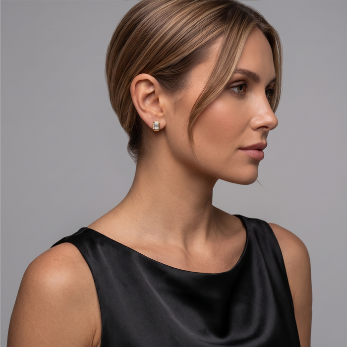 Gorgeous Baguette Diamond Stud Earrings in 14K Yellow Gold