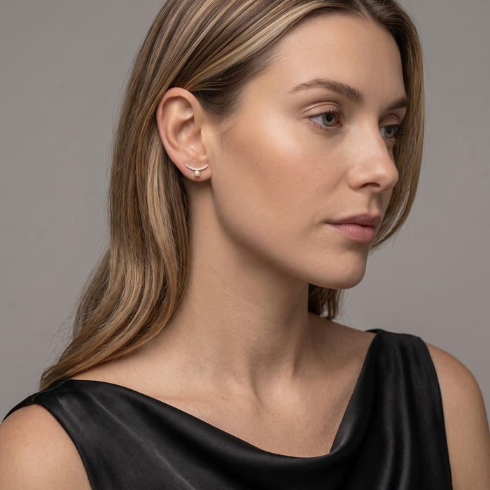 Pearl Diamond Stud Earrings in 14K Yellow Gold