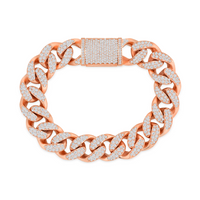 Bold Diamond Cuban Link Bracelet in 14K Rose Gold