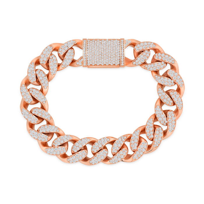 Bold Diamond Cuban Link Bracelet in 14K Rose Gold