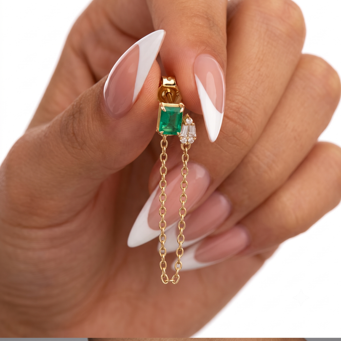Grace Sapphire Diamond Drop Earrings in 14K Yellow Gold