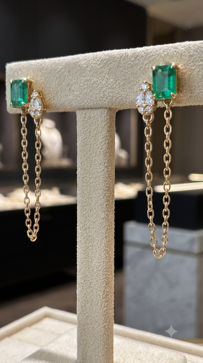 Grace Sapphire Diamond Drop Earrings in 14K Yellow Gold