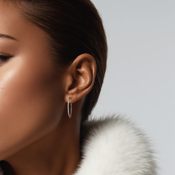 Inside Out Diamonds Hoop Earrings in 14K White Gold