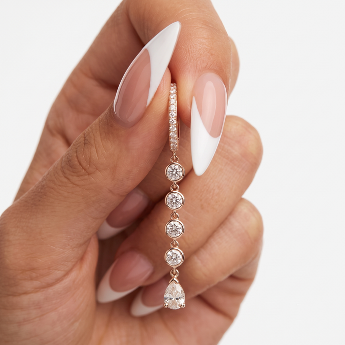 Diamond Light Radiant Drop Earrings in 14K Yellow Gold