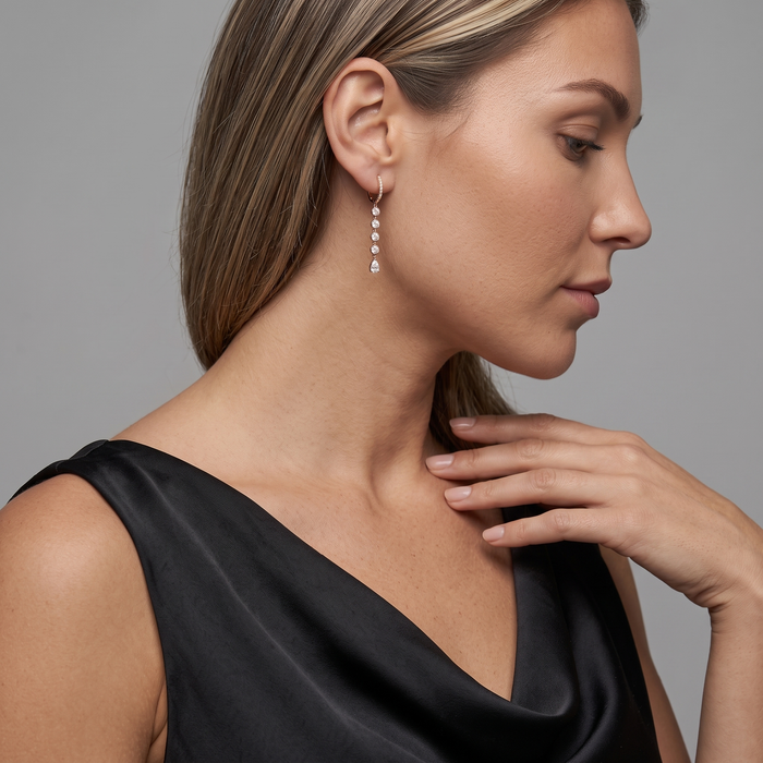 Diamond Light Radiant Drop Earrings in 14K Yellow Gold