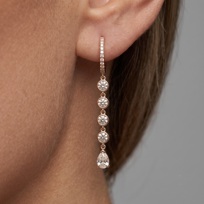 Diamond Light Radiant Drop Earrings in 14K Yellow Gold