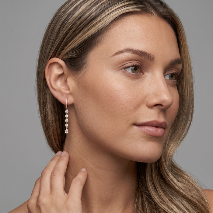 Diamond Light Radiant Drop Earrings in 14K Yellow Gold