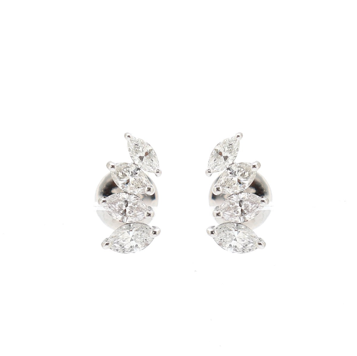 Classic 18K Natural Diamond White Gold Stud Earrings