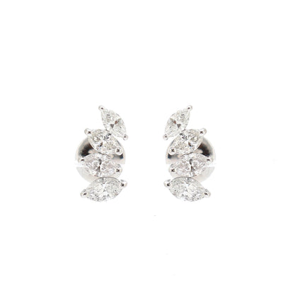 Classic 18K Natural Diamond White Gold Stud Earrings