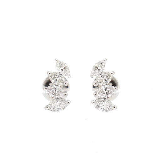 Classic 18K Natural Diamond White Gold Stud Earrings