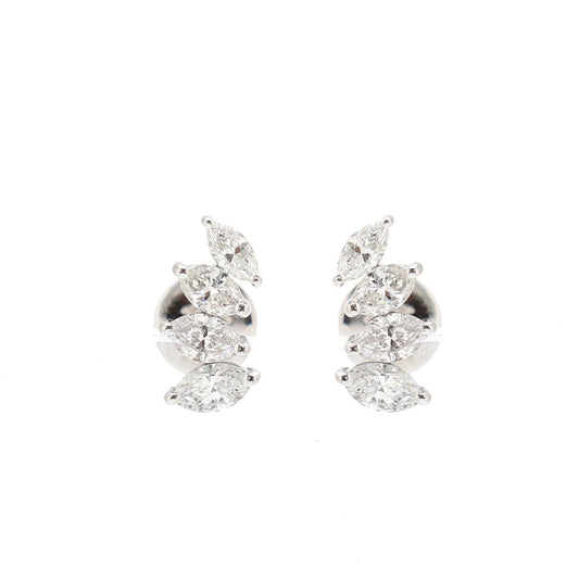 Classic 18K Natural Diamond White Gold Stud Earrings