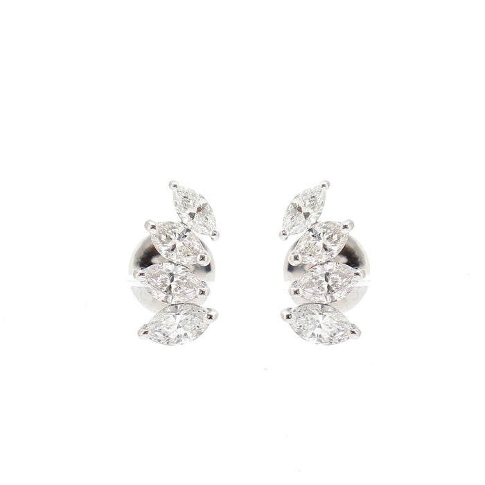 Classic 18K Natural Diamond White Gold Stud Earrings