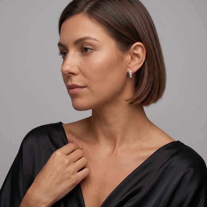 Four Prong Lever Back Diamond Earrings in 18K White Gold