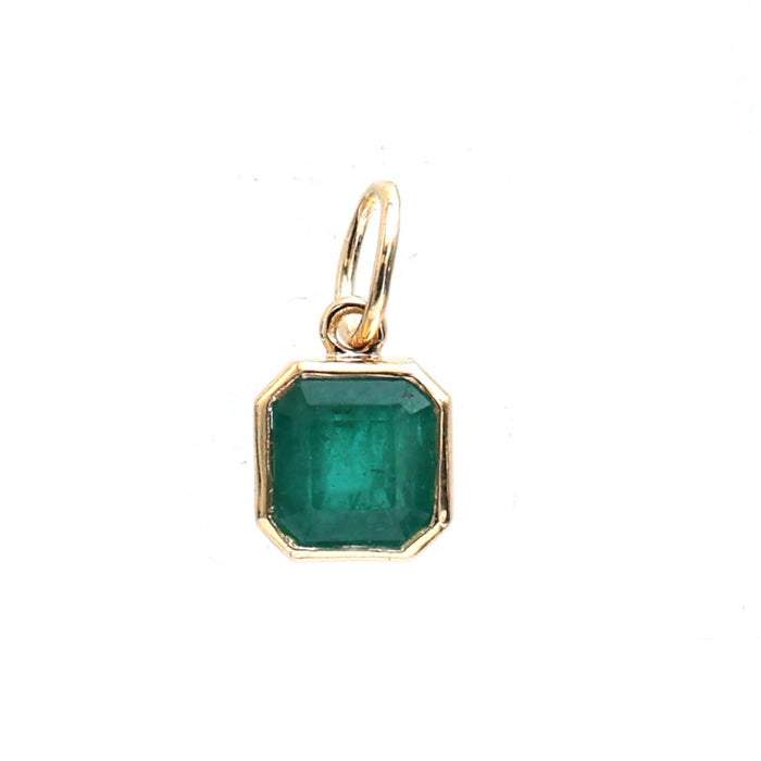 Octagon Emerald Solitaire 18K Yellow Gold Pendant Necklace