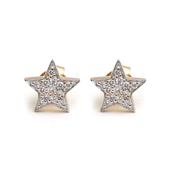 Natural Diamond Star 18K Yellow Gold Stud Earrings