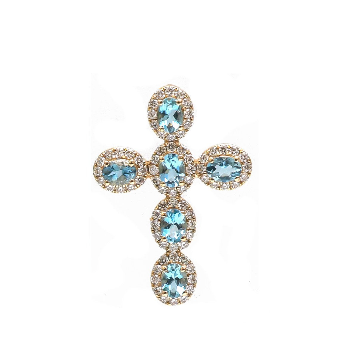 Cross-shaped Diamond 14K (18K Custom) Yellow Gold Pendant Necklace