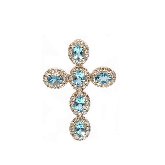 Cross-shaped Diamond 14K (18K Custom) Yellow Gold Pendant Necklace