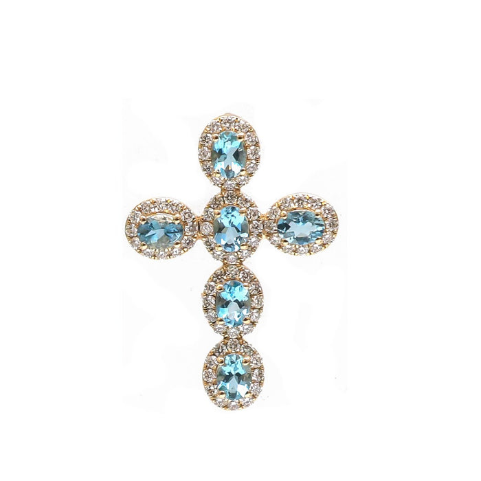 Cross-shaped Diamond 14K (18K Custom) Yellow Gold Pendant Necklace