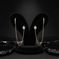 Pear Diamond Chain Link Drop Earrings in 14K Yellow Gold