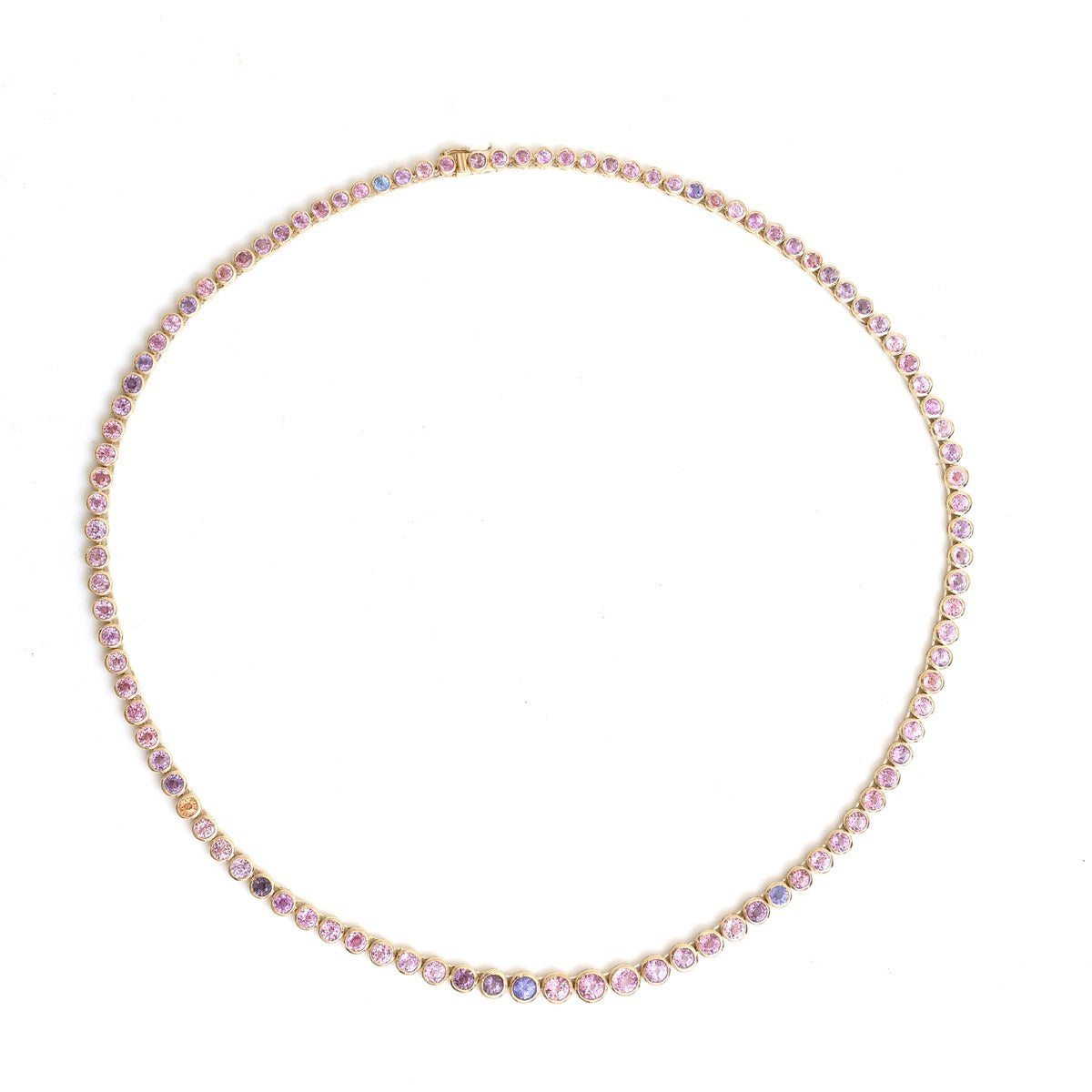 Heart Pink Sapphire & Diamond 18K Yellow Gold Necklace