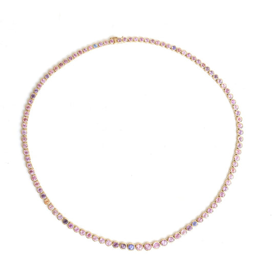 Heart Pink Sapphire & Diamond 18K Yellow Gold Necklace