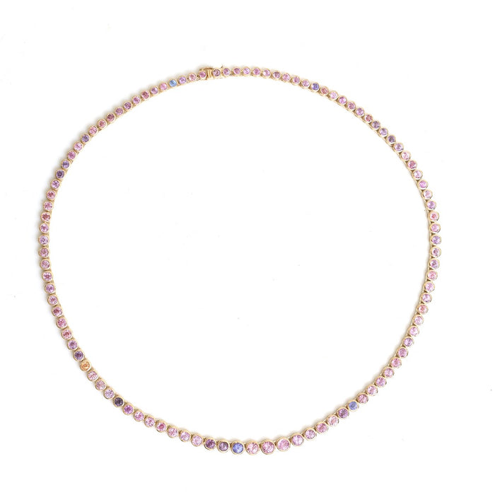 Heart Pink Sapphire & Diamond 18K Yellow Gold Necklace