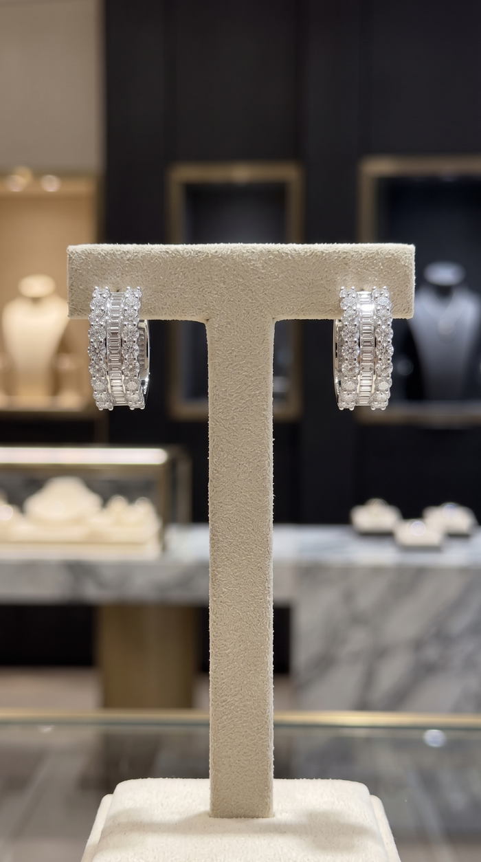 Diamond Huggie Earrings in 14K White Gold