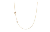 Asymmetrical Initial M B Necklace in 14K Yellow Gold