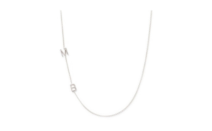 Asymmetrical Initial M B Necklace in 14K Yellow Gold