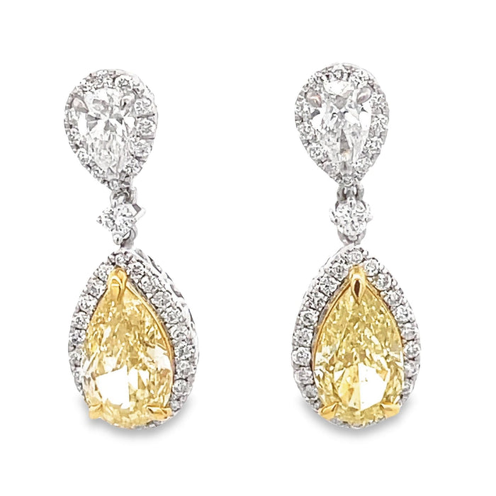 Pear Shaped 14K Drop Diamond Waterfall Earrings