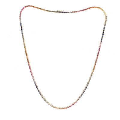 Rainbow Sapphire Radiance 18K Yellow Gold Tennis Necklace