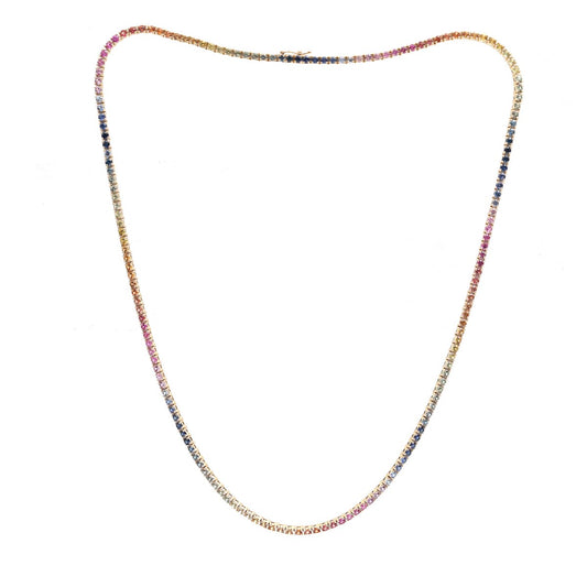 Rainbow Sapphire Radiance 18K Yellow Gold Tennis Necklace