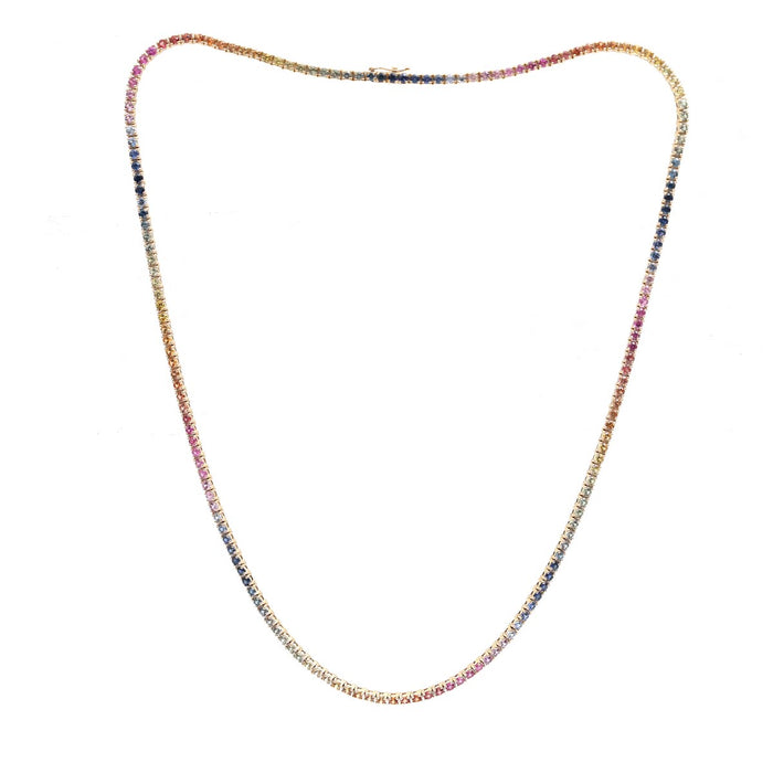 Rainbow Sapphire Radiance 18K Yellow Gold Tennis Necklace