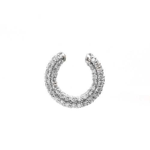 Diamond Curve 14K Natural Diamond White Gold Ear Cuff
