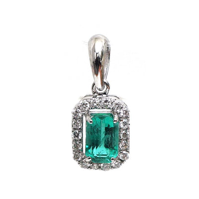 Radiant Emerald Frame 18K White Gold Pendant Necklace