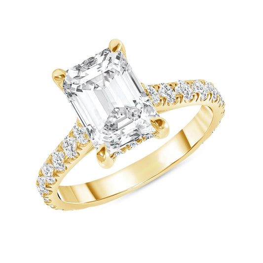 Emerald Cut Solitaire Diamond Engagement Ring in 18K Gold