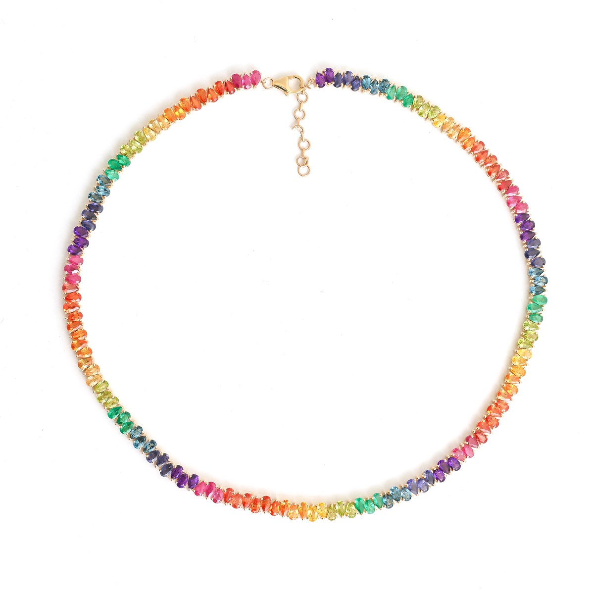 Rainbow Gemstone Luxe 14K (18k Custom) Yellow Gold Statement Necklace