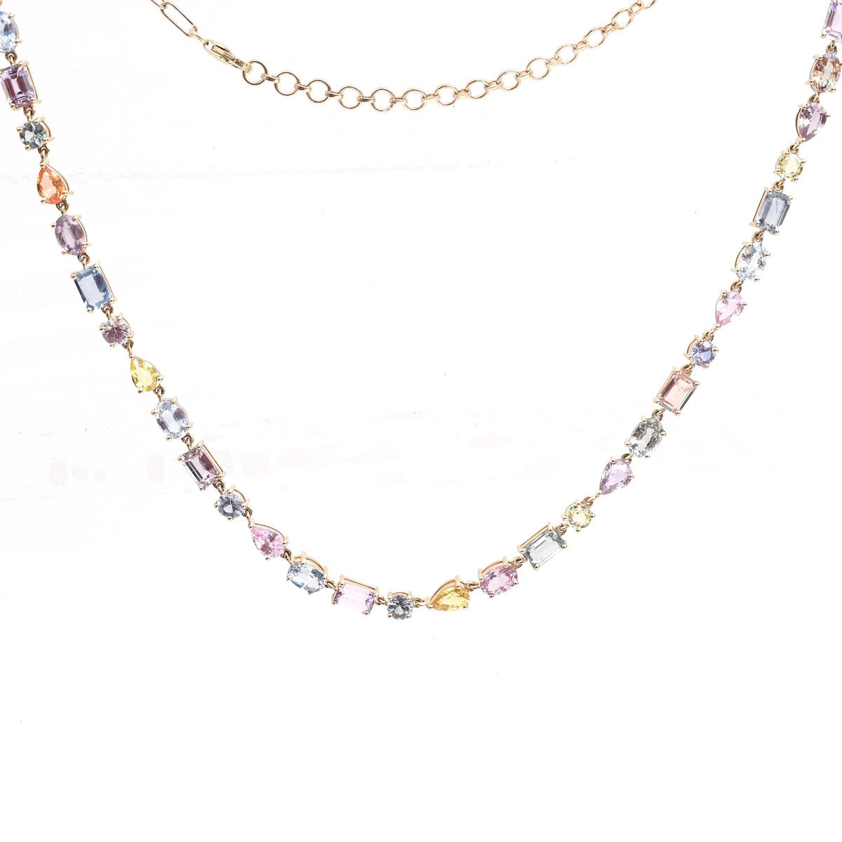 Prestige Multicolor 18K Yellow Gold Sapphire Necklace
