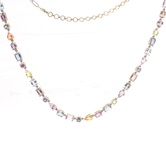 Prestige Multicolor 18K Yellow Gold Sapphire Necklace