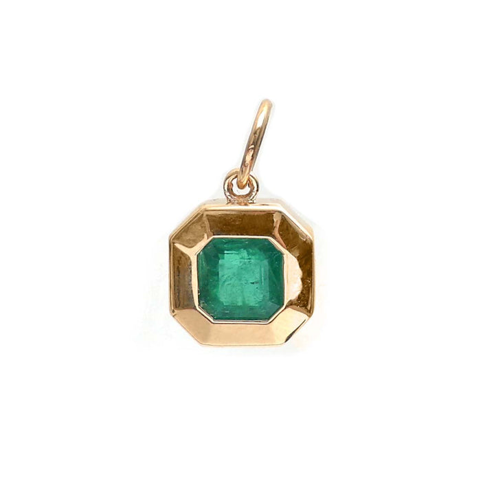 Emerald Octagon 18K Halo Pendant Necklace