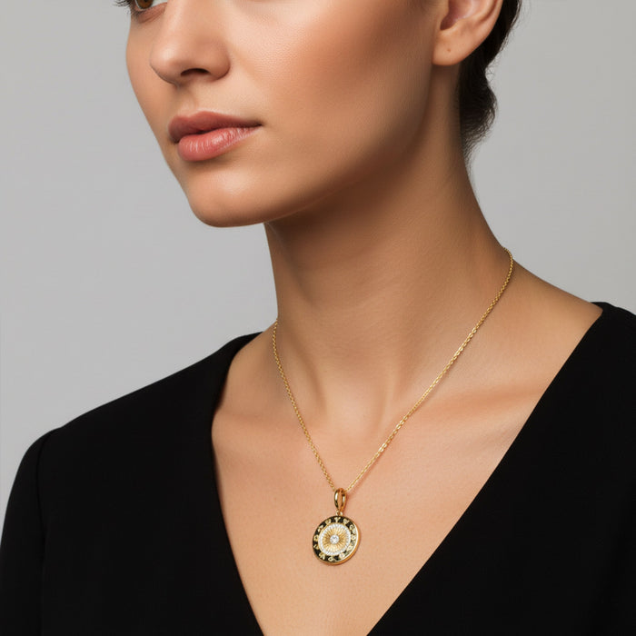 Clarity Round Pendant Diamond Necklace in 14K Yellow Gold