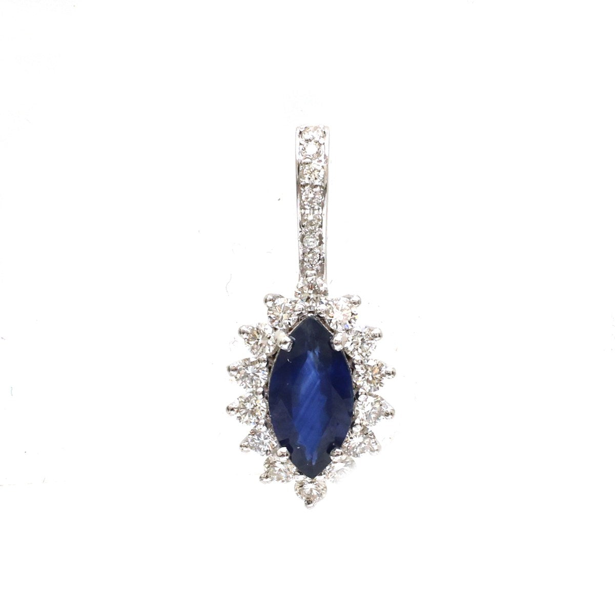 Blue Sapphire Centerpiece Diamond 18K Gold Pendant Necklace