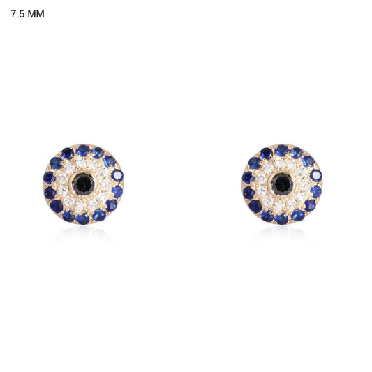 Blue Sapphire Diamond Stud Earrings in 14K Yellow Gold